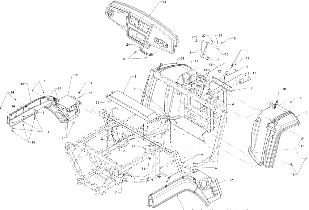 Body Panel Diagram and Parts List for 747EFI4X4 (37AM485D010)(2017) Cub Cadet Lawn Tractor Accessories